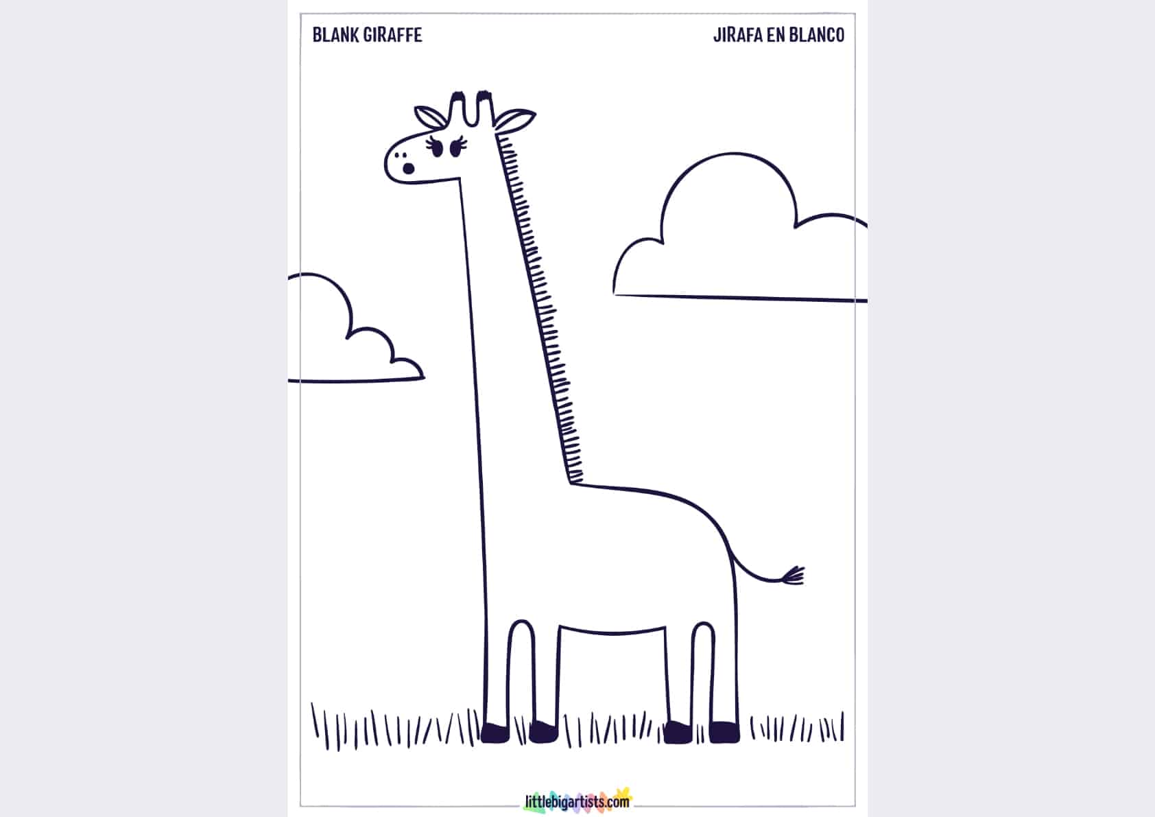 Blank Giraffe Printable Drawing Activity - Little Big Artists