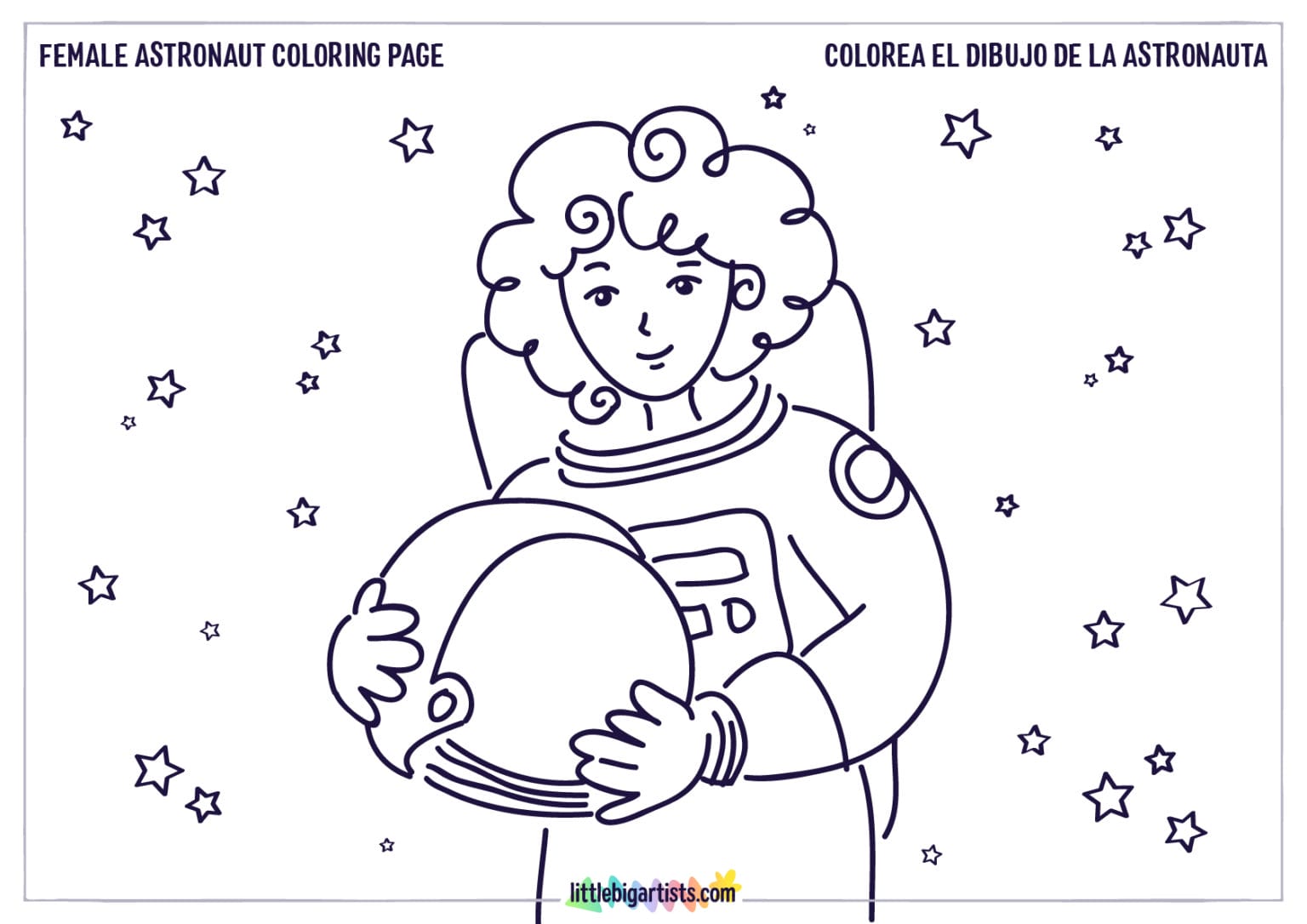 Female Astronaut Coloring Page - Little Big Artists